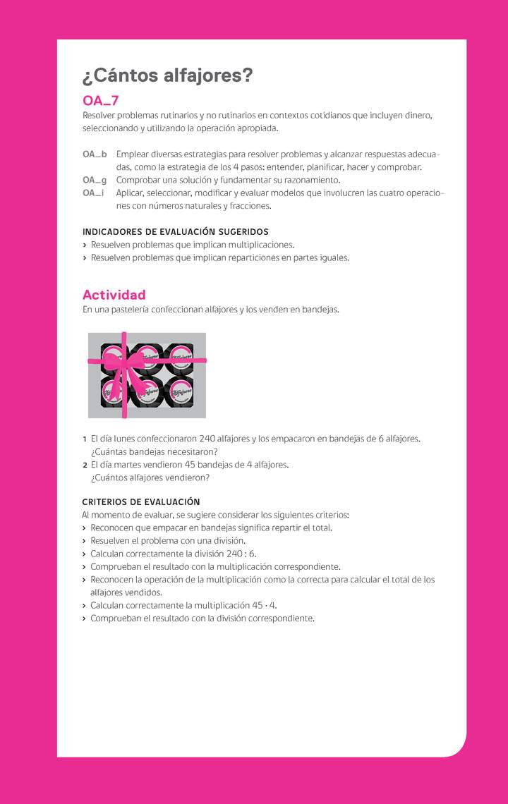Evaluación Programas - MA04 OA07 - U1 - ¿Cuántos alfajores? Evaluación Programas - MA04 OA07 - U1 - ¿Cuántos alfajores?