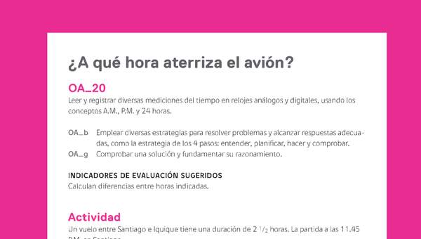 Evaluación Programas - MA04 OA20 - U2 - ¿A qué hora aterriza el avión? Evaluación Programas - MA04 OA20 - U2 - ¿A qué hora aterriza el avión?