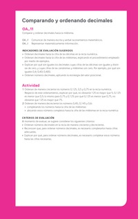 Evaluación Programas - MA05 OA11 - U3 - Comparando y ordenando decimales Evaluación Programas - MA05 OA11 - U3 - Comparando y ordenando decimales