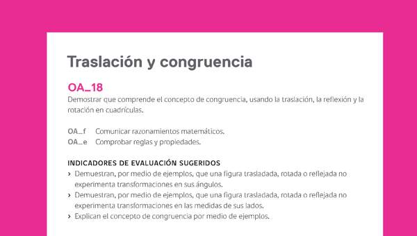 Evaluación Programas - MA05 OA18 - U2 - Traslación y congruencia Evaluación Programas - MA05 OA18 - U2 - Traslación y congruencia