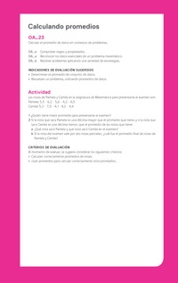 Evaluación Programas - MA05 OA23 - U4 - Calculando promedios Evaluación Programas - MA05 OA23 - U4 - Calculando promedios