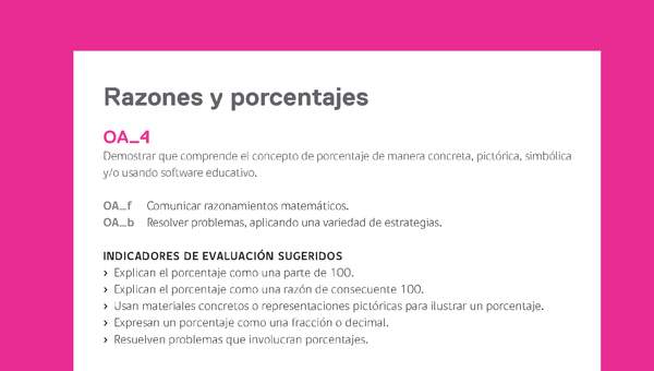 Evaluación Programas - MA06 OA04 - U1 - Razones y porcentajes Evaluación Programas - MA06 OA04 - U1 - Razones y porcentajes