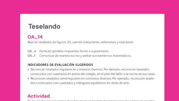 Evaluación Programas - MA06 OA14 - U3 - Teselando Evaluación Programas - MA06 OA14 - U3 - Teselando