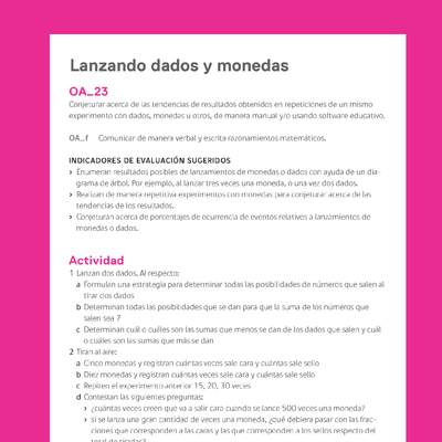 Evaluación Programas - MA06 OA23 - U4 - Lanzando dados y monedas Evaluación Programas - MA06 OA23 - U4 - Lanzando dados y monedas