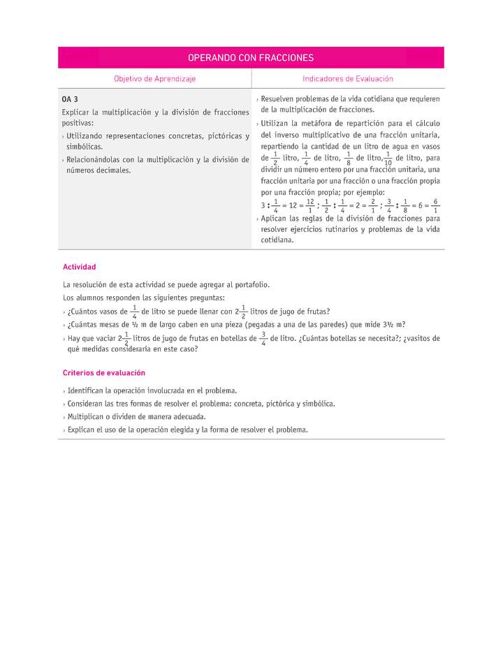 Evaluación Programas - MA07 OA03 - U1 - OPERANDO CON FRACCIONES Evaluación Programas - MA07 OA03 - U1 - OPERANDO CON FRACCIONES