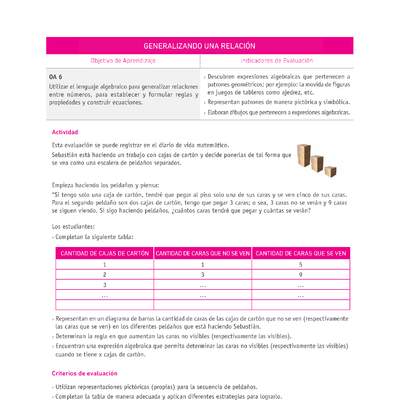 Evaluación Programas - MA07 OA06 - U2 - GENERALIZANDO UNA RELACIÓN Evaluación Programas - MA07 OA06 - U2 - GENERALIZANDO UNA RELACIÓN