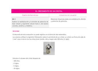 Evaluación Programas - MA08 OA03 - U1 - EL CRECIMIENTO DE UN CRISTAL Evaluación Programas - MA08 OA03 - U1 - EL CRECIMIENTO DE UN CRISTAL