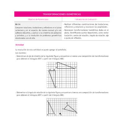Evaluación Programas - MA08 OA14 - U3 - TRANSFORMACIONES ISOMÉTRICAS Evaluación Programas - MA08 OA14 - U3 - TRANSFORMACIONES ISOMÉTRICAS