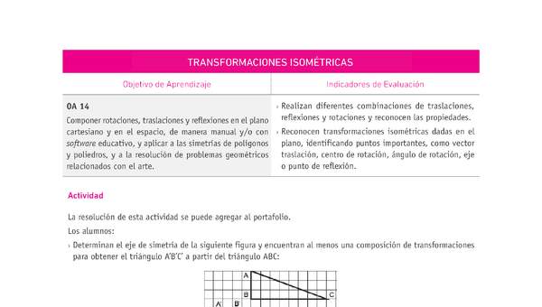 Evaluación Programas - MA08 OA14 - U3 - TRANSFORMACIONES ISOMÉTRICAS Evaluación Programas - MA08 OA14 - U3 - TRANSFORMACIONES ISOMÉTRICAS