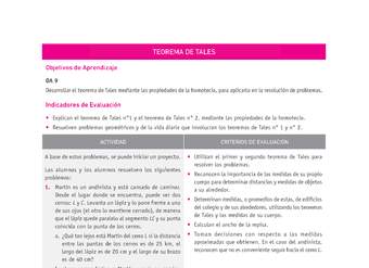 Evaluación Programas - MA1M OA09 - U3 - TEOREMA DE TALES Evaluación Programas - MA1M OA09 - U3 - TEOREMA DE TALES