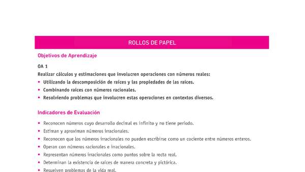 Evaluación Programas - MA2M OA01 - U1 - ROLLOS DE PAPEL Evaluación Programas - MA2M OA01 - U1 - ROLLOS DE PAPEL