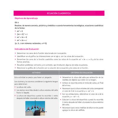 Evaluación Programas - MA2M OA04 - U2 - ECUACIÓN CUADRÁTICA Evaluación Programas - MA2M OA04 - U2 - ECUACIÓN CUADRÁTICA