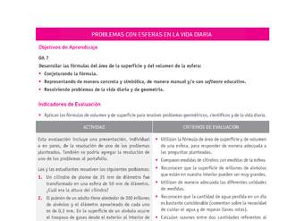 Evaluación Programas - MA2M OA07 - U1 - PROBLEMAS CON ESFERAS EN LA VIDA DIARIA Evaluación Programas - MA2M OA07 - U1 - PROBLEMAS CON ESFERAS EN LA VIDA DIARIA