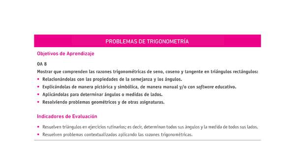 Evaluación Programas - MA2M OA08 - U3 - PROBLEMAS DE TRIGONOMETRÍA Evaluación Programas - MA2M OA08 - U3 - PROBLEMAS DE TRIGONOMETRÍA