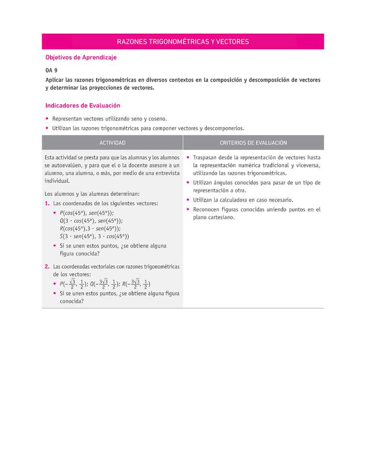 Evaluación Programas - MA2M OA09 - U3 - RAZONES TRIGONOMÉTRICAS Y VECTORES Evaluación Programas - MA2M OA09 - U3 - RAZONES TRIGONOMÉTRICAS Y VECTORES