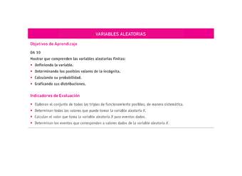 Evaluación Programas - MA2M OA10 - U4 - VARIABLES ALEATORIAS Evaluación Programas - MA2M OA10 - U4 - VARIABLES ALEATORIAS