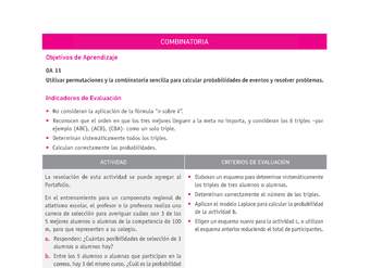 Evaluación Programas - MA2M OA11 - U4 - COMBINATORIA Evaluación Programas - MA2M OA11 - U4 - COMBINATORIA
