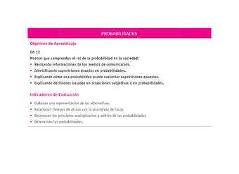 Evaluación Programas - MA2M OA12 - U4 - PROBABILIDADES Evaluación Programas - MA2M OA12 - U4 - PROBABILIDADES