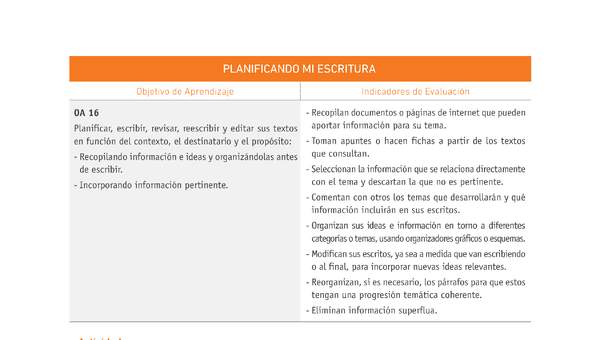 Evaluación Programas - LE08 OA16 - U1 - PLANIFICANDO MI ESCRITURA Evaluación Programas - LE08 OA16 - U1 - PLANIFICANDO MI ESCRITURA