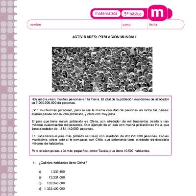 Población mundial Población mundial