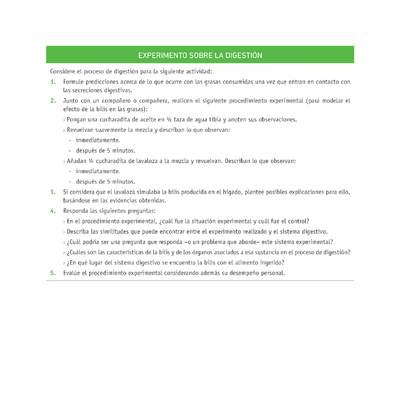 Evaluación Programas - CN08 OA05 - U1 - EXPERIMENTO SOBRE LA DIGESTIÓN Evaluación Programas - CN08 OA05 - U1 - EXPERIMENTO SOBRE LA DIGESTIÓN