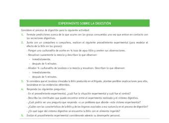 Evaluación Programas - CN08 OA05 - U1 - EXPERIMENTO SOBRE LA DIGESTIÓN Evaluación Programas - CN08 OA05 - U1 - EXPERIMENTO SOBRE LA DIGESTIÓN