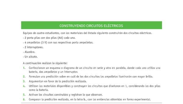 Evaluación Programas - CN08 OA10 - U3 - CONSTRUYENDO CIRCUITOS ELÉCTRICOS Evaluación Programas - CN08 OA10 - U3 - CONSTRUYENDO CIRCUITOS ELÉCTRICOS
