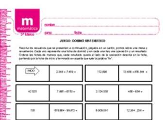 Juego: dominó matemático Juego: dominó matemático