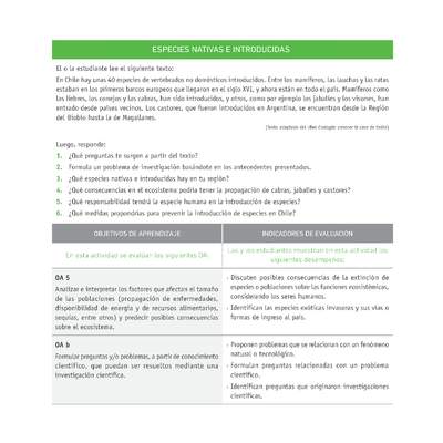 Evaluación Programas - CN1M - OA05 - U2 - ESPECIES NATIVAS E INTRODUCIDAS Evaluación Programas - CN1M - OA05 - U2 - ESPECIES NATIVAS E INTRODUCIDAS