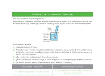 Evaluación Programas - CN1M - OA07 - U3 - ANALIZANDO Y EXPLICANDO UN EXPERIMENTO Evaluación Programas - CN1M - OA07 - U3 - ANALIZANDO Y EXPLICANDO UN EXPERIMENTO