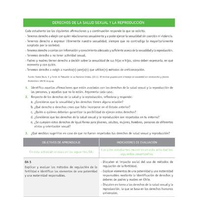 Evaluación Programas - CN2M - OA05 - U2 - DERECHOS DE LA SALUD SEXUAL Y LA REPRODUCCIÓN Evaluación Programas - CN2M - OA05 - U2 - DERECHOS DE LA SALUD SEXUAL Y LA REPRODUCCIÓN