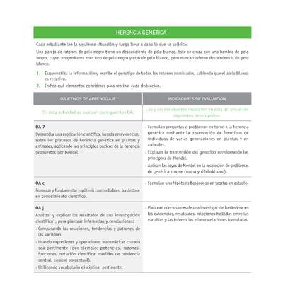Evaluación Programas - CN2M - OA07 - U3 - HERENCIA GENÉTICA Evaluación Programas - CN2M - OA07 - U3 - HERENCIA GENÉTICA