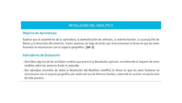 Evaluación Programas - HI07 - OA02 - U1 - REVOLUCIÓN DEL NEOLÍTICO Evaluación Programas - HI07 - OA02 - U1 - REVOLUCIÓN DEL NEOLÍTICO