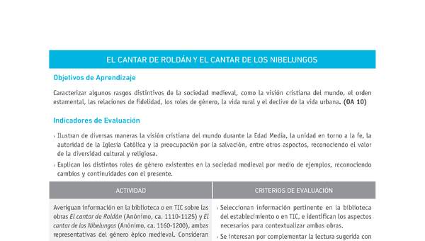 Evaluación Programas - HI07 - OA10 - U3 -  EL CANTAR DE ROLDÁN Y EL CANTAR DE LOS NIBELUNGOS Evaluación Programas - HI07 - OA10 - U3 -  EL CANTAR DE ROLDÁN Y EL CANTAR DE LOS NIBELUNGOS