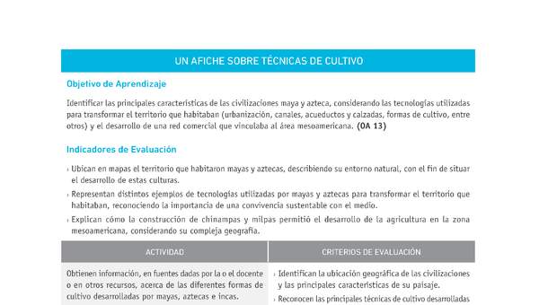 Evaluación Programas - HI07 OA13 - U4 - UN AFICHE SOBRE TÉCNICAS DE CULTIVO Evaluación Programas - HI07 OA13 - U4 - UN AFICHE SOBRE TÉCNICAS DE CULTIVO