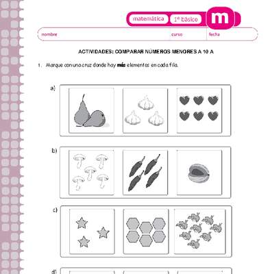 Comparar numeros menores a 10 (I) Comparar numeros menores a 10 (I)