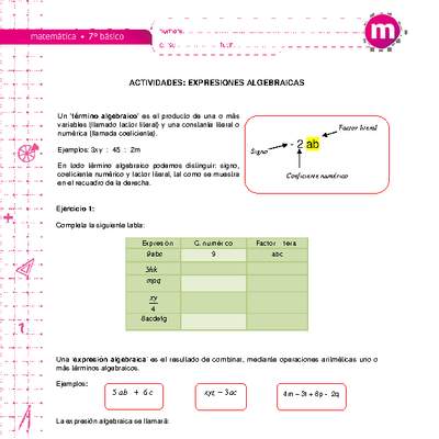 Expresiones algebraicas Expresiones algebraicas