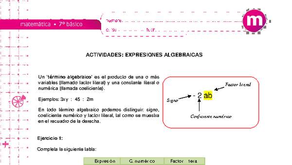 Expresiones algebraicas Expresiones algebraicas