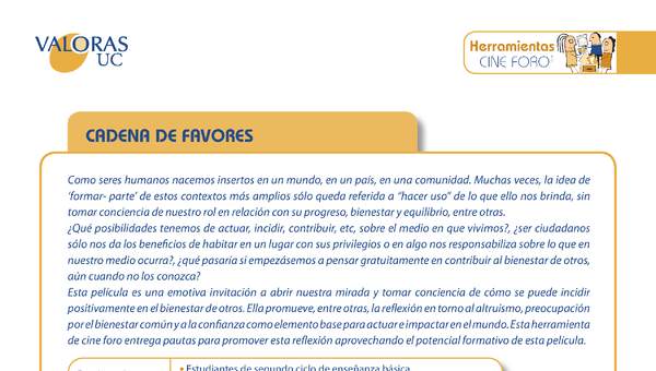 Cadena de favores: Orientación 5º básico a 4º medio Cadena de favores: Orientación 5º básico a 4º medio