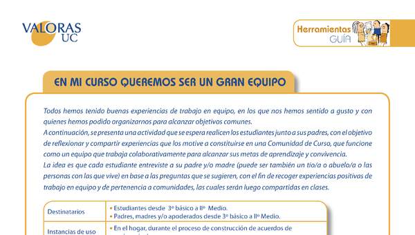 En mi curso queremos ser un gran equipo: Orientación Estudiantes y padres de 3º básico a 2º medio En mi curso queremos ser un gran equipo: Orientación Estudiantes y padres de 3º básico a 2º medio