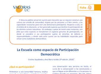 Escuela como espacio de participación democrática Orientación 1º Medio a 4º Medio Escuela como espacio de participación democrática Orientación 1º Medio a 4º Medio