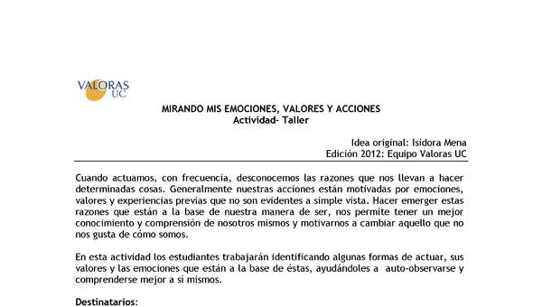 Mirando mis emociones Orientación 5º y 6º  y especialmente 7º a 4º Medio OA02 Mirando mis emociones Orientación 5º y 6º  y especialmente 7º a 4º Medio OA02