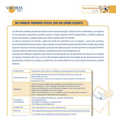 Mi familia puede ser un gran equipo: Orientación. Estudiantes de 3º básico a IIº Medio, y los integrantes de sus familias. Mi familia puede ser un gran equipo: Orientación. Estudiantes de 3º básico a IIº Medio, y los integrantes de sus familias.