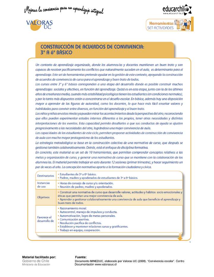 Construcción de acuerdos de convivencia 3° Y 4° Básico-OA7 Construcción de acuerdos de convivencia 3° Y 4° Básico-OA7