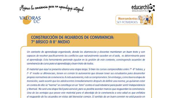 Construcción de acuerdos de convivencia 7° Y 2° Medio-OA7 Construcción de acuerdos de convivencia 7° Y 2° Medio-OA7