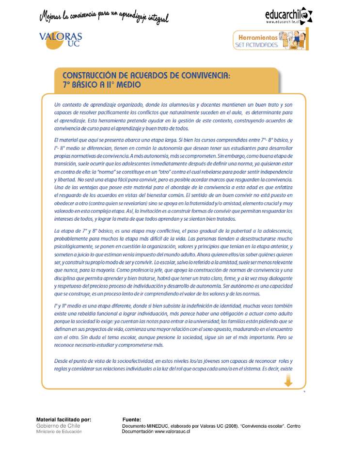 Construcción de acuerdos de convivencia 7° Y 2° Medio-OA7 Construcción de acuerdos de convivencia 7° Y 2° Medio-OA7