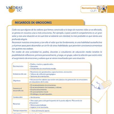 Recuerdo de emociones Orientación Enseñanza media y padres Recuerdo de emociones Orientación Enseñanza media y padres
