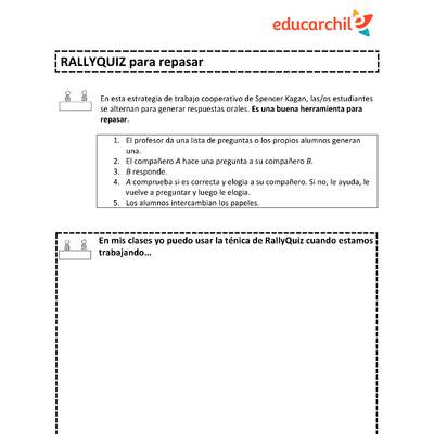 Estrategia de trabajo cooperativo estructurado: Rally Quizz Orientación OA09 Estrategia de trabajo cooperativo estructurado: Rally Quizz Orientación OA09
