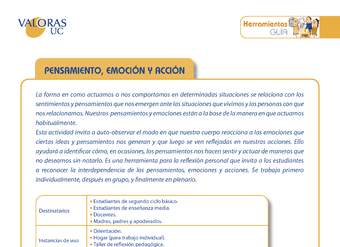 Pensamiento - emoción - acción: Orientación 1º básico a 4º Medio y padres Pensamiento - emoción - acción: Orientación 1º básico a 4º Medio y padres