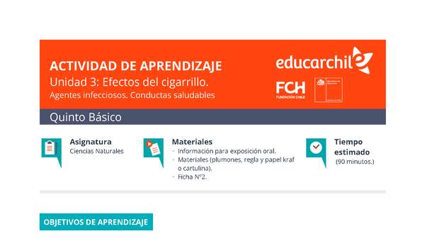 Efectos del cigarrillo Orientación 5º básico OA5 Efectos del cigarrillo Orientación 5º básico OA5